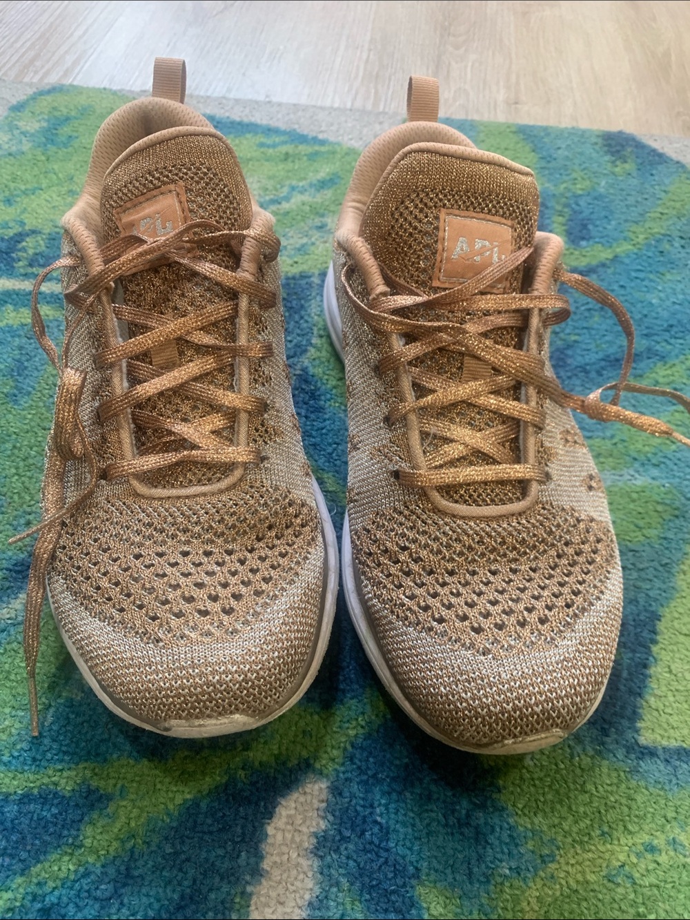 APL Women's Metallic Knit Sneakers in Rose Gold